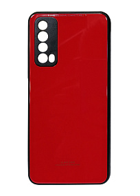 Силиконовый чехол Huawei P Smart 2021/Y7a со стеклянной вставкой красный