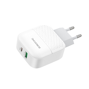 СЗУ-USB-Type-C Borofone BA46A 2 выхода PD20W+QC3.0 3А белый