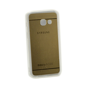 Силиконовый чехол для Samsung A320 Galaxy A3 (2017) под металлик золото
