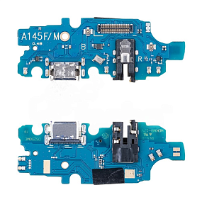 Шлейф Samsung A145F (A14 4G) плата системный разъем/разъем гарнитуры/микрофон - Премиум