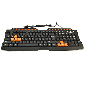Клавиатура Ritmix RKB-151 1,3м мультимедийная USB черная/оранжевая 
