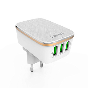 СЗУ-USB LDNIO A3304 3 выхода 3.4A автоопределение мощности белый