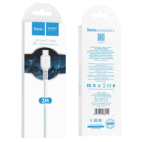 Дата кабель Type-C - USB Hoco X20 3A 2м белый