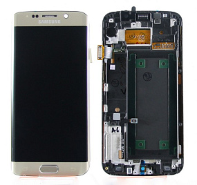 Дисплей для телефона Samsung G925F/S6 Edge в сборе с тачскрином Золото - Оригинал