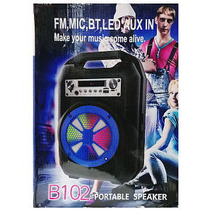 Колонка B102 (Bluetooth/MicroSD/USB/FM/AUX) черная