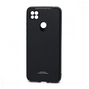 Силиконовый чехол Xiaomi Redmi Note 9 со стеклянной вставкой черный