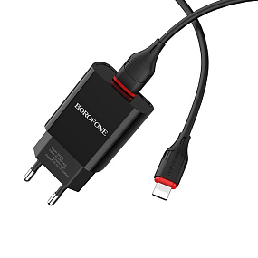 СЗУ+ Lightning Borofone BA20A 1 выход 2.1А черный