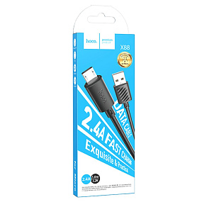 Дата кабель micro USB - USB Hoco X88 2.4A 1м черный