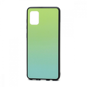 Задняя накладка для Samsung A315 Galaxy A31 стекло Gradient (003) зелено-голубой