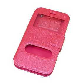 Чехол-книжка универсальная силиконовый ободок 4,5" боковой флип с имитацией царапин (4) розовый