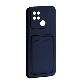 Силиконовый чехол Xiaomi Redmi 10C с визитницей темно-синий