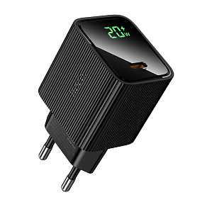 СЗУ-Type-C Hoco CS82A 1 выход PD20W с дисплеем 3A черный