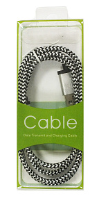 Дата кабель lightning - USB в переплете металлический серебро в упаковке