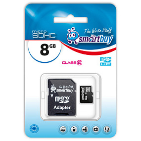 MicroSD 8Gb SmartBuy Class 10 +SD adapter