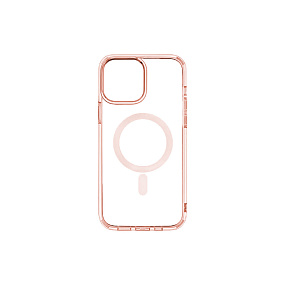 Кейс iPhone 14 Pro Max силикон Magsafe прозрачный розовый