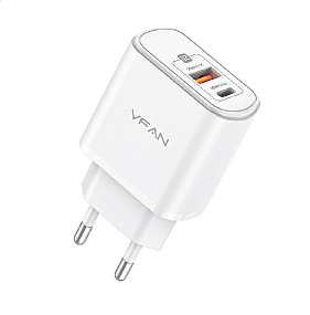 СЗУ-USB/Type-C VFan E13 2 выхода PD20W белый