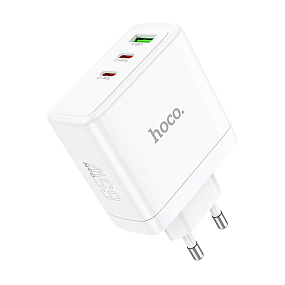 СЗУ-USB/2Type-C Hoco N30 PD65W+QС3.0 GaN Белый