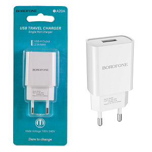 СЗУ+ micro USB Borofone BA20A 1 выход 2.1А белый