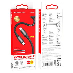 Дата кабель Type-C - Type-C Borofone BX82 60W 3A 1м черный