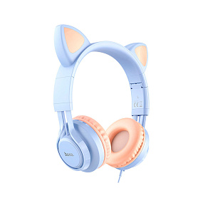 Наушники Hoco W36 полноразмерные с ушами голубые