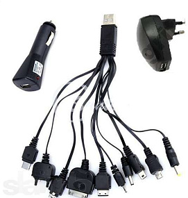СЗУ-АЗУ USB 10 в 1 (IPhone, G600, 6101, PSP)