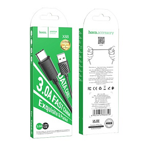 Дата кабель Type-C - USB Hoco X88 3A 1м черный