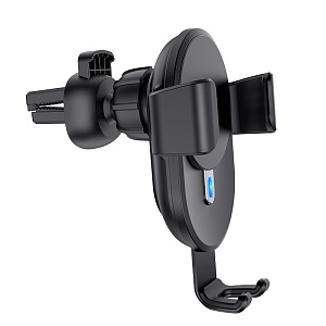 Автодержатель Hoco CW25 (воздуховод,шарнир,азу-usb,кабель micro usb, беспроводная зарядка QI) черный