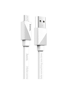 Дата кабель micro USB - USB Hoco U34 1м плоский белый
