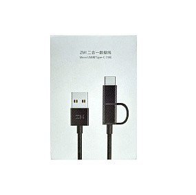 Дата кабель micro USB/Type-C - USB Xiaomi 1м черный*