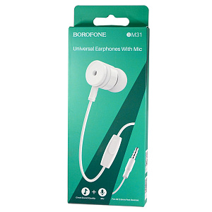 Наушники Borofone BM31 Mysterious внутриканальные с микрофоном белые