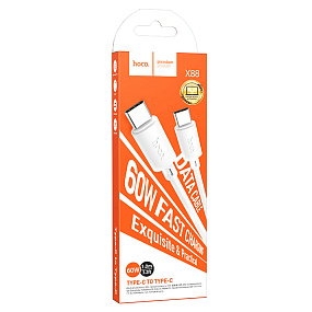 Дата кабель Type-C - Type-C Hoco X88 60W 3A 1м белый