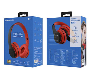 Bluetooth-наушники Borofone B04 Charming rhyme полноразмерные красные