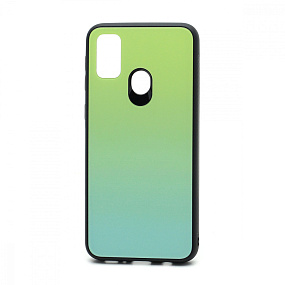 Задняя накладка для Samsung M215 Galaxy M21/M30s стекло Gradient (003) зелено-голубой