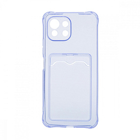 Силиконовый чехол Xiaomi Mi 11 Lite с визитницей прозрачный сиреневый