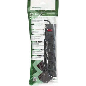 Сетевой фильтр Defender ES Largo черный 1,8м