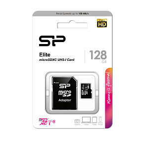 MicroSD 128Gb Silicon Power Class 10 UHS-I 100Mb/s +SD adapter