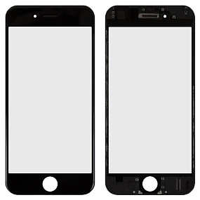 Стекло модуля iPhone 6 в сборе с рамкой и OCA пленкой Черное