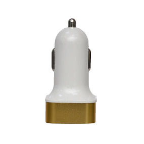 АЗУ-USB Iron 2 выхода 2.1A/1A белый/золото в пакете