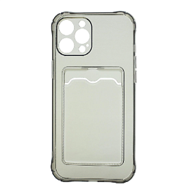 Кейс iPhone 15 Pro Max силикон с визитницей прозрачный черный