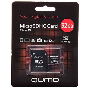 MicroSD 32Gb Qumo Class 10 USH-I 90Mb/s + SDадаптер