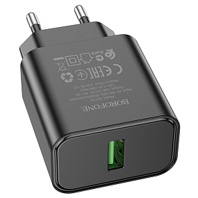 СЗУ-USB Borofone BA72A 1 выход 3А QC3.0 18W черный