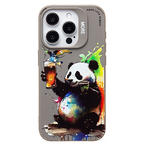 Кейс iPhone 15 Pro силикон SC335 (панда) серый