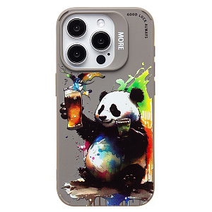 Кейс iPhone 15 Pro силикон SC335 (панда) серый