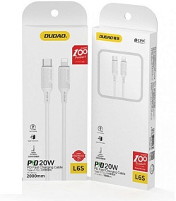 Дата кабель Type-C - Lightning Dudao L6S 1м PD 20W белый