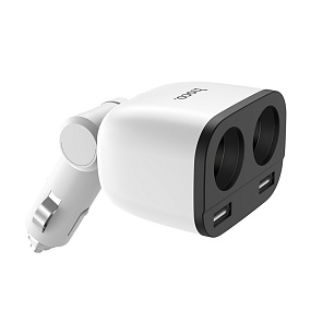 Разветвитель прикуривателя (2 выхода + 2USB) Hoco Z28 белый