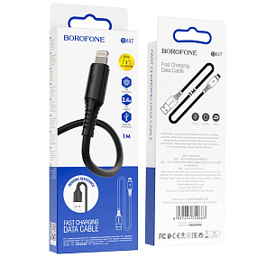 Дата кабель lightning - USB Borofone BX47 2.4A черный 1м