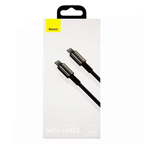 Дата кабель Type-C-Type-C Baseus Tungsten Gold (CATWJ-C01) 100W 1м 5A черный