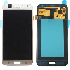 Дисплей для телефона Samsung J701F (J7 Neo) в сборе с тачскрином Золото - AAA (AMOLED)