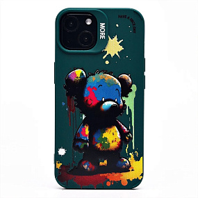 Кейс iPhone 15 силикон SC335 (медведь) темно-зеленый