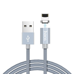 Дата кабель lightning - USB Hoco U40A 1м 2,1A магнит серый